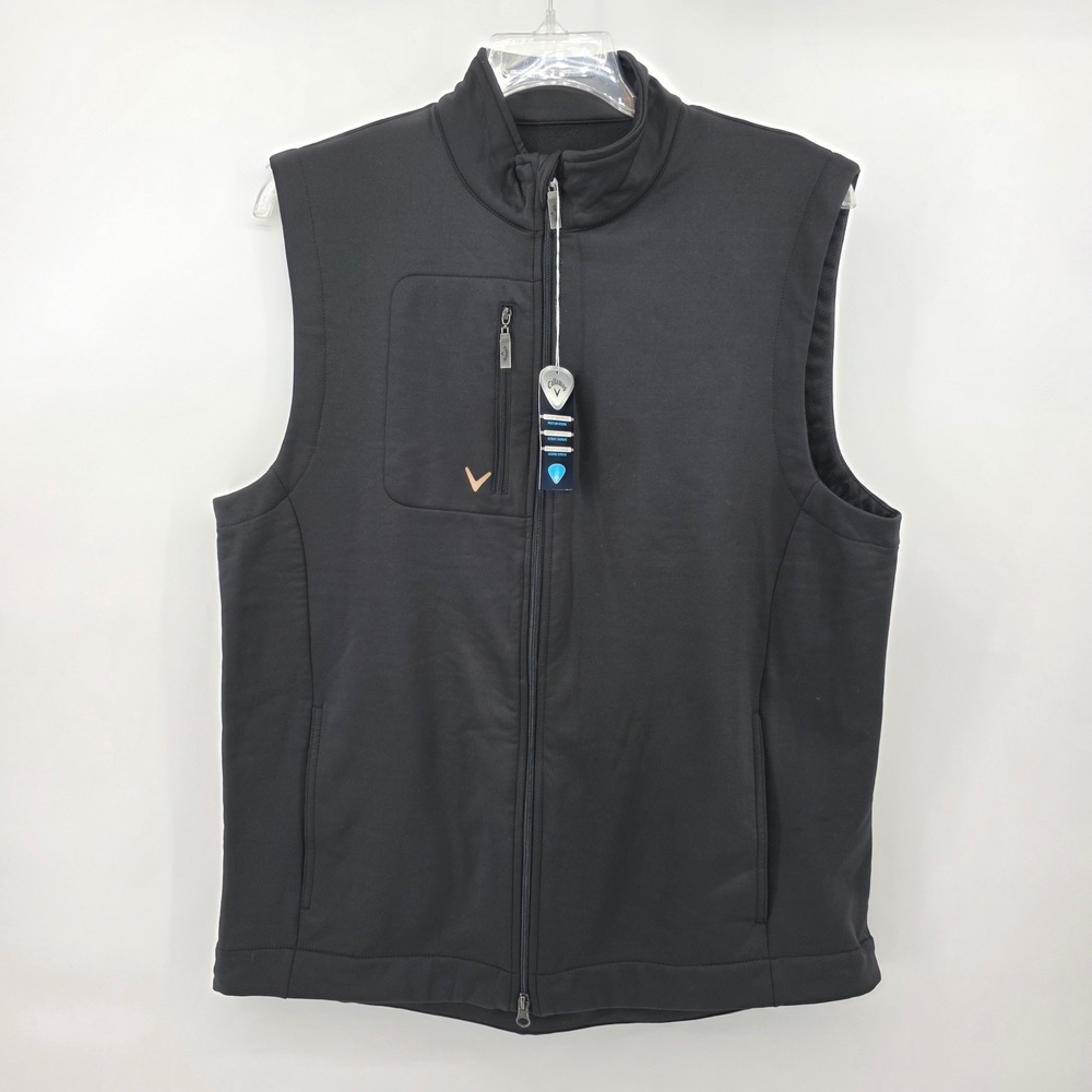 Callaway Mens XL Black Weather Series Golf Vest Pate Swap Meet Art of the Auto